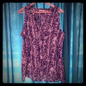 Black & Gray Print Sleeveless Top